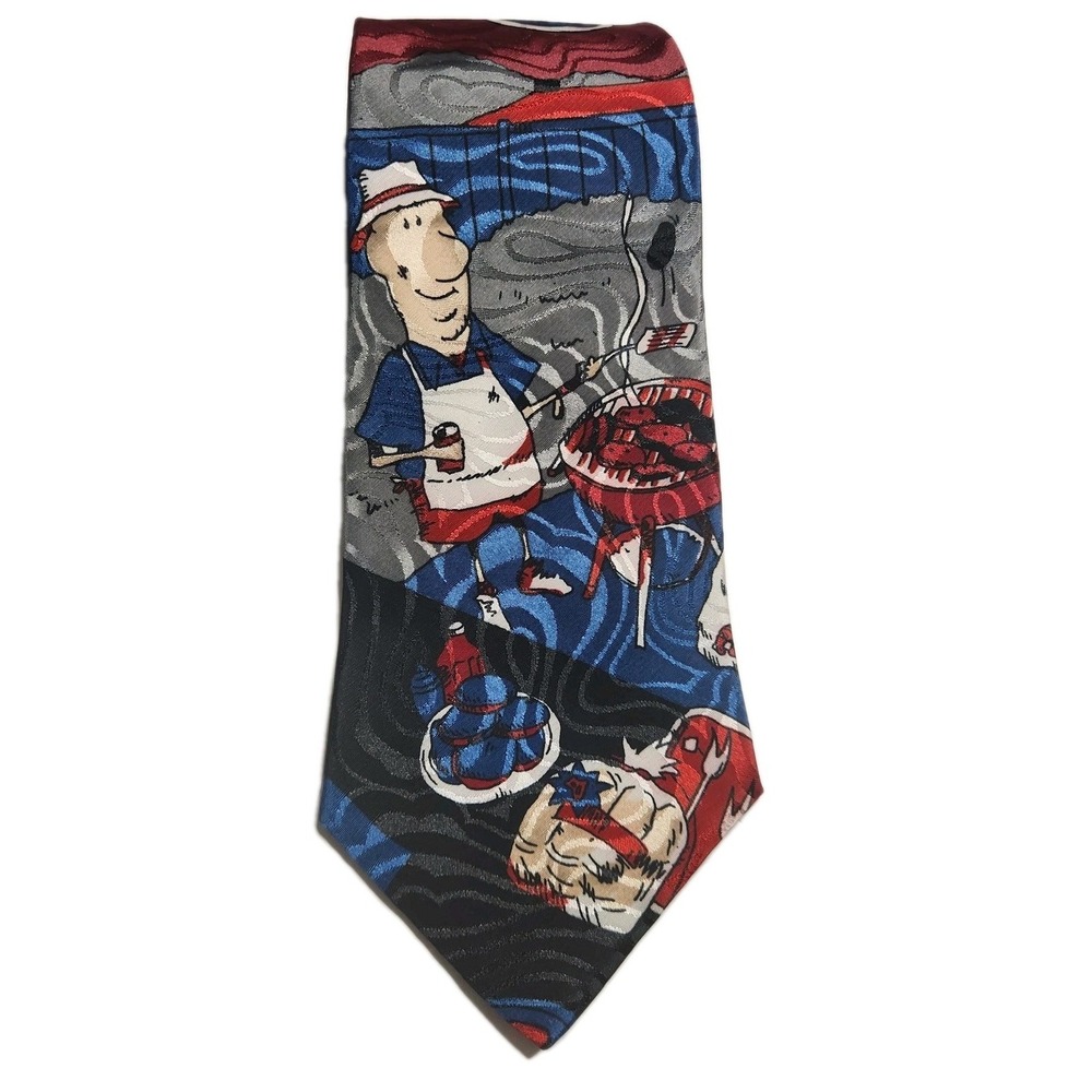 Barbeque Mens Special Neck Ties‎ Hallmark MNG "Cookout " USA 55" X 4" Polyester